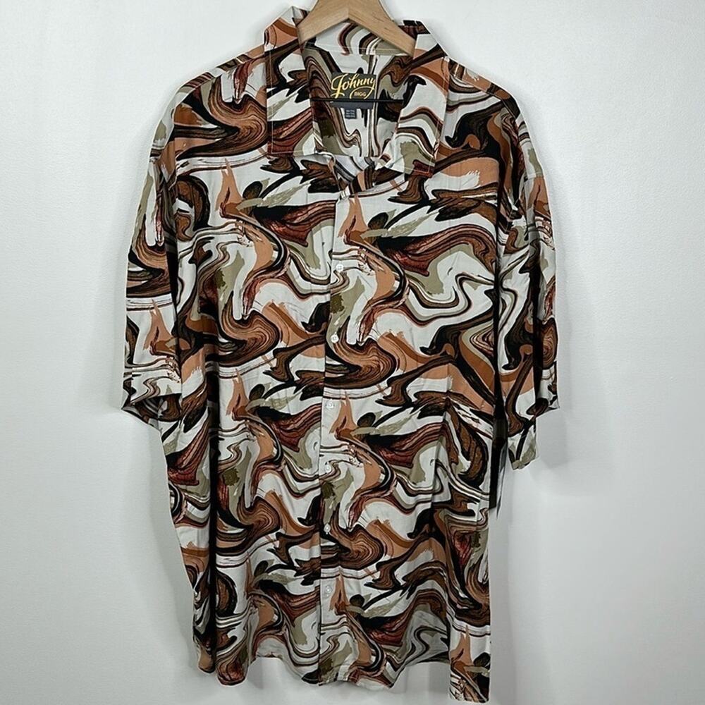 Johnny Bigg Men's 1XL NWT Rust Marble Print Shirt Big & Tall Abstract Earth Tone